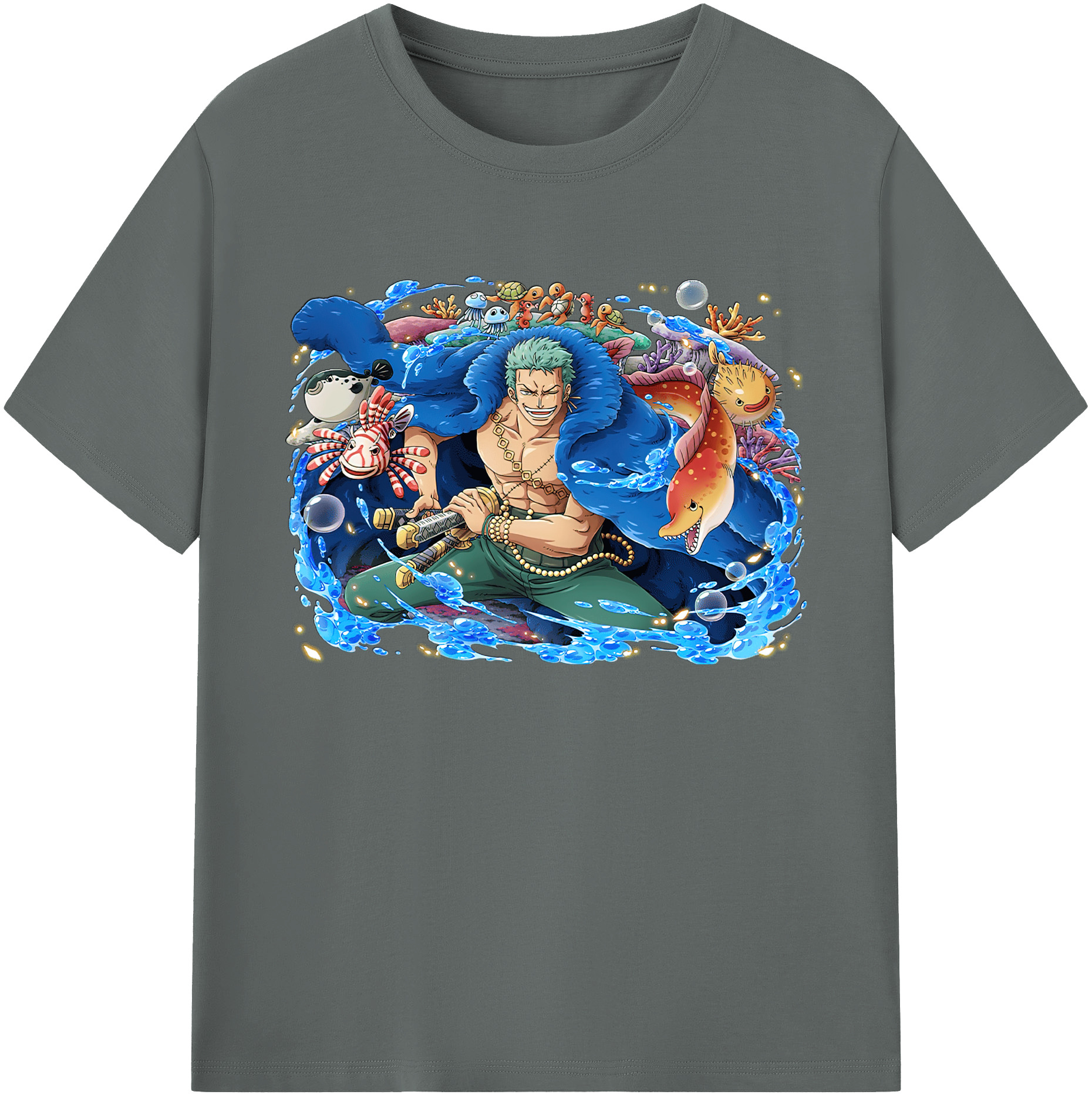 ワンピース ロロノア・ゾロ ONE PIECE Roronoa Zoro 綿100％ メンズ半袖Tシャツ｜肌触りやわらか＆通気性